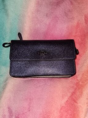 Coach Metallic Foldover Wristlet/clutch/crossbody Like New
